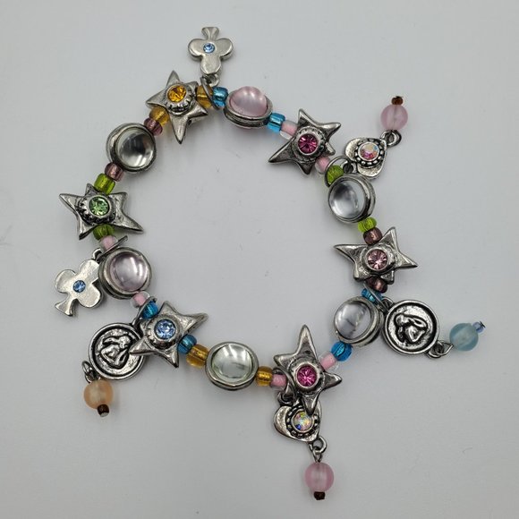 Silver Women's Stretch Bracelet Rhinestones - Picture 3 of 5